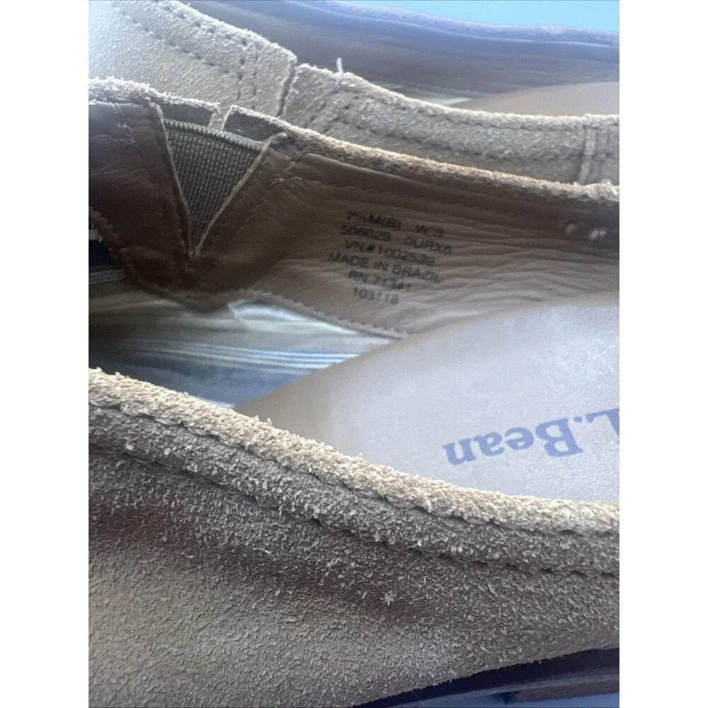 L.L. Bean Deerfield Tan Suede Mule Slip-On Shoes Women's Size 7.5